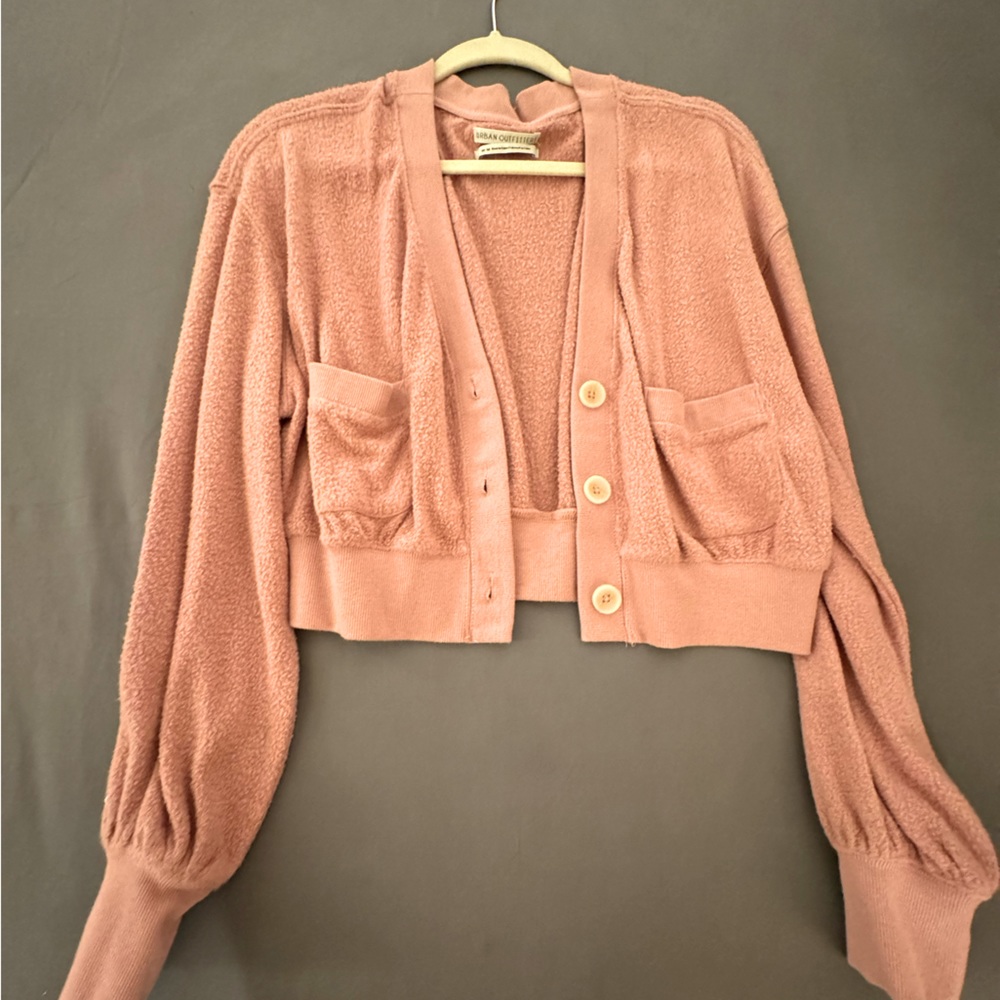 Urban Outfitters cropped pink cardigan, size M